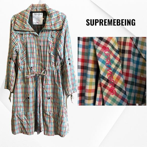 SUPREMEBEING JACKET "For The Love Of Women" Size L MultiColored Plaid Pockets - Picture 1 of 14
